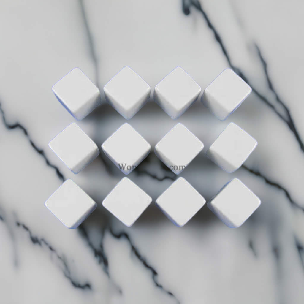 KOP02034 White Blank Opaque Dice D6 16mm (5/8in) Pack of 12
