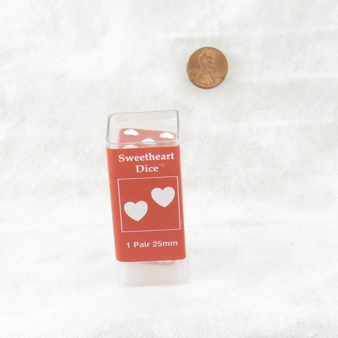 KOP03935 Red Sweetheart Dice with White Hearts D6 25mm (1in) Pack of 2