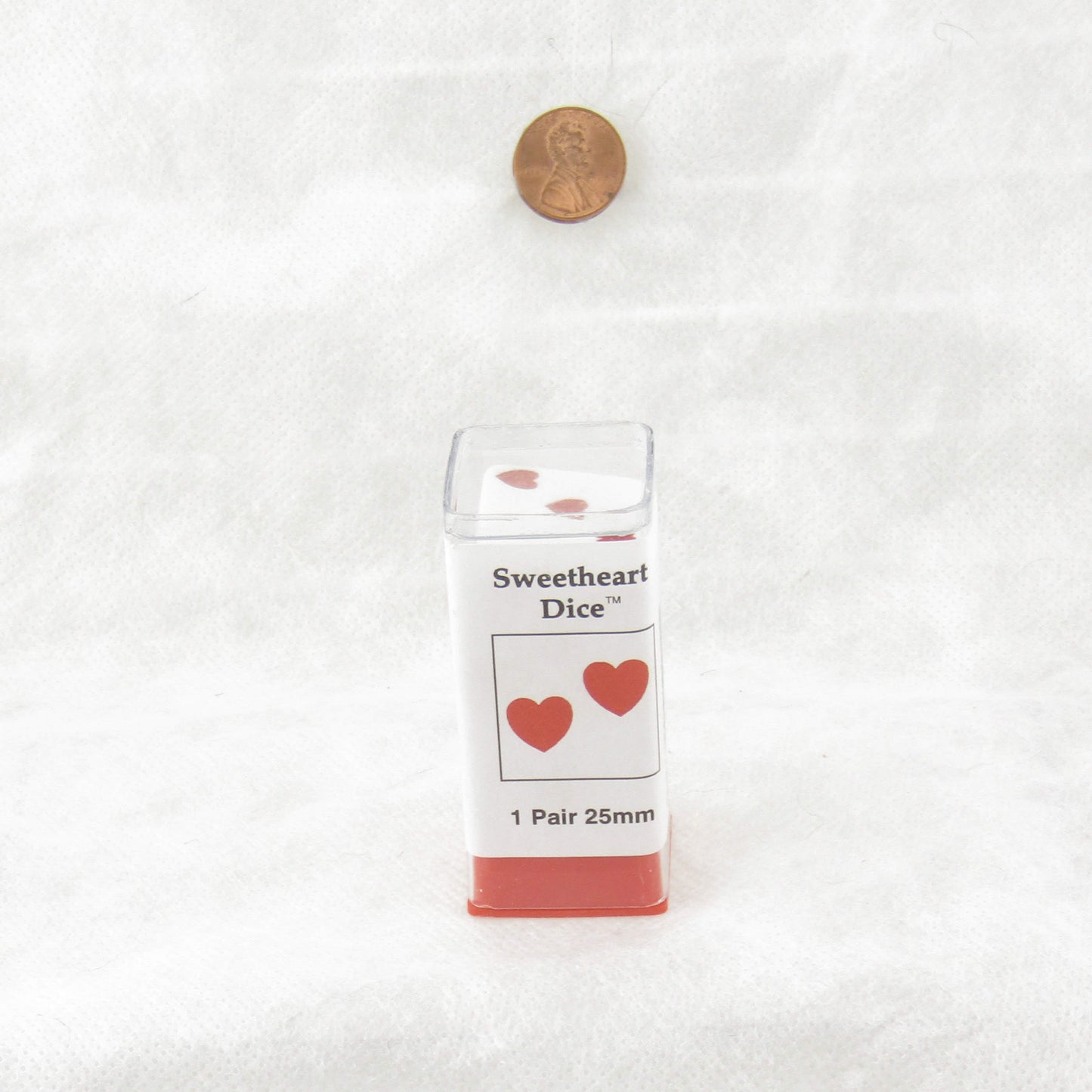 KOP03936 White Sweetheart Dice with Red Hearts D6 25mm (1in) Pack of 2