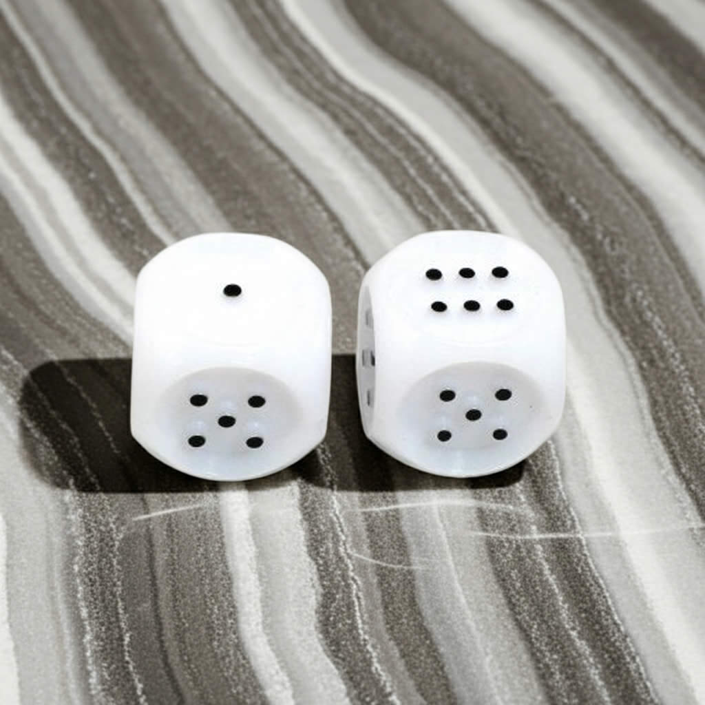 KOP03999 White Tactile Dice with Raised Black Pips D6 20mm (25/32in) Pack of 2 Dice