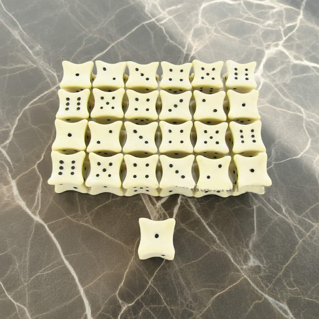 KOP04847 Bone Dice with Black Pips D6 18mm (23/32in) Pack of 25 Dice