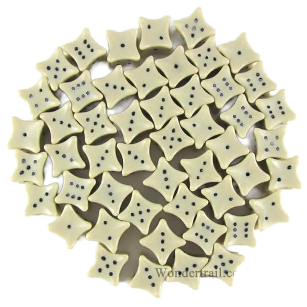 KOP04848 Bone Colored Dice with Black Pips D6 16mm (5/8in) Pack of 50