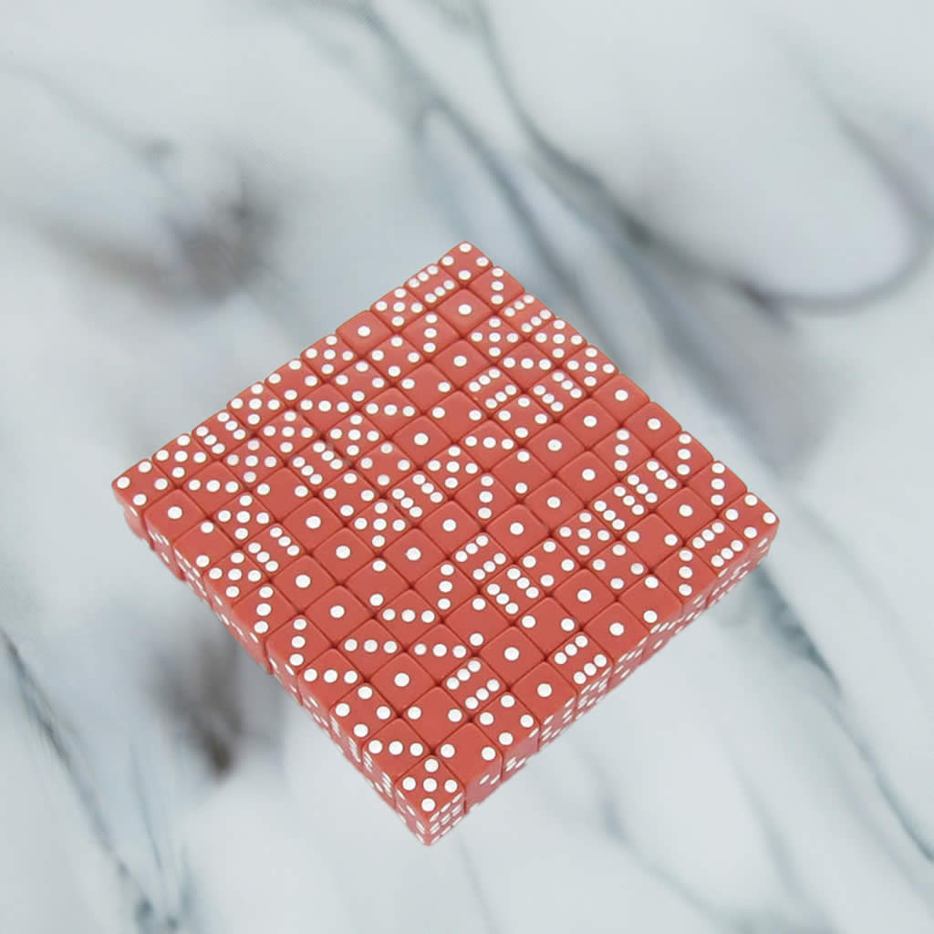 KOP07288 Red Opaque Dice White Pips D6 8mm (5/16in) Bulk Pack of 200