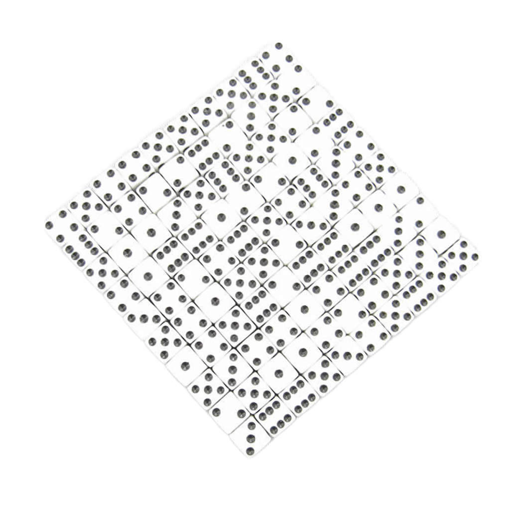 KOP07289 White Opaque Dice Black Pips D6 8mm (5/16in) Bulk Pack of 200