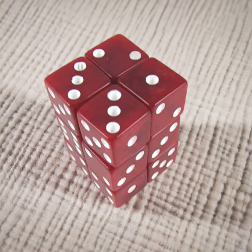 KOP08623 Red Marblized Dice with White Pips D6 16mm (5/8in) Pack of 12