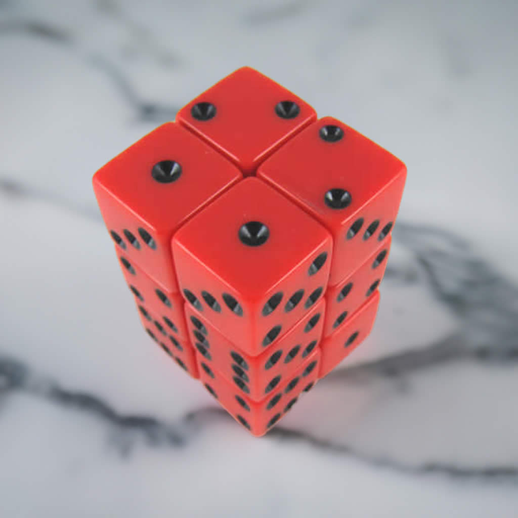 KOP08631 Red Opaque Dice with Black Pips D6 16mm (5/8in) Pack of 12