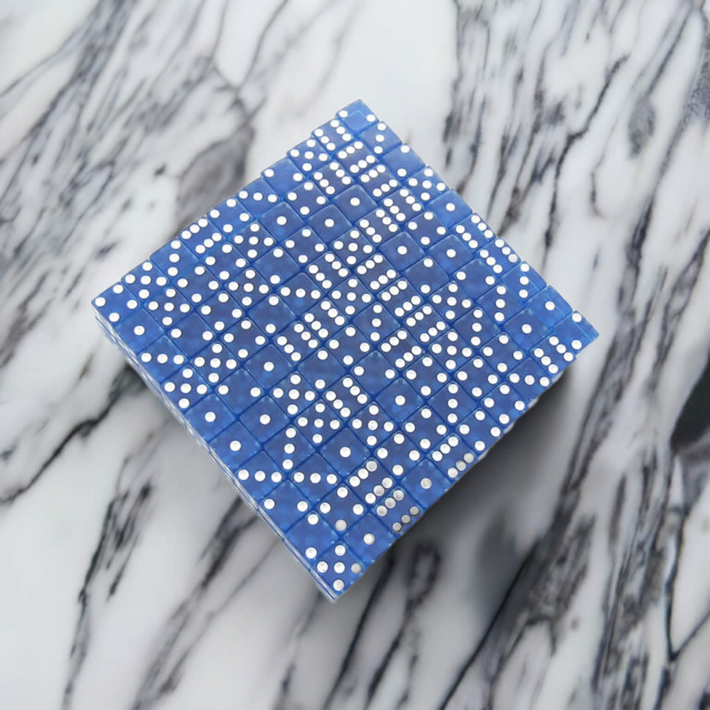 KOP09366 Blue Transparent Dice with White Pips D6 12mm (1/2in) Bulk Pack of 200 Dice