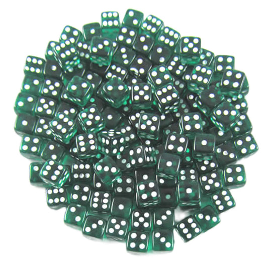 KOP09701 Emerald Transparent Dice White Pips D6 5mm Bulk Pack of 250