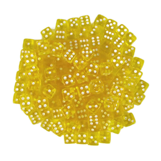 KOP09703 Yellow Transparent Dice with White Pips D6 5mm (13/64in) Bulk Pack of 250 Dice