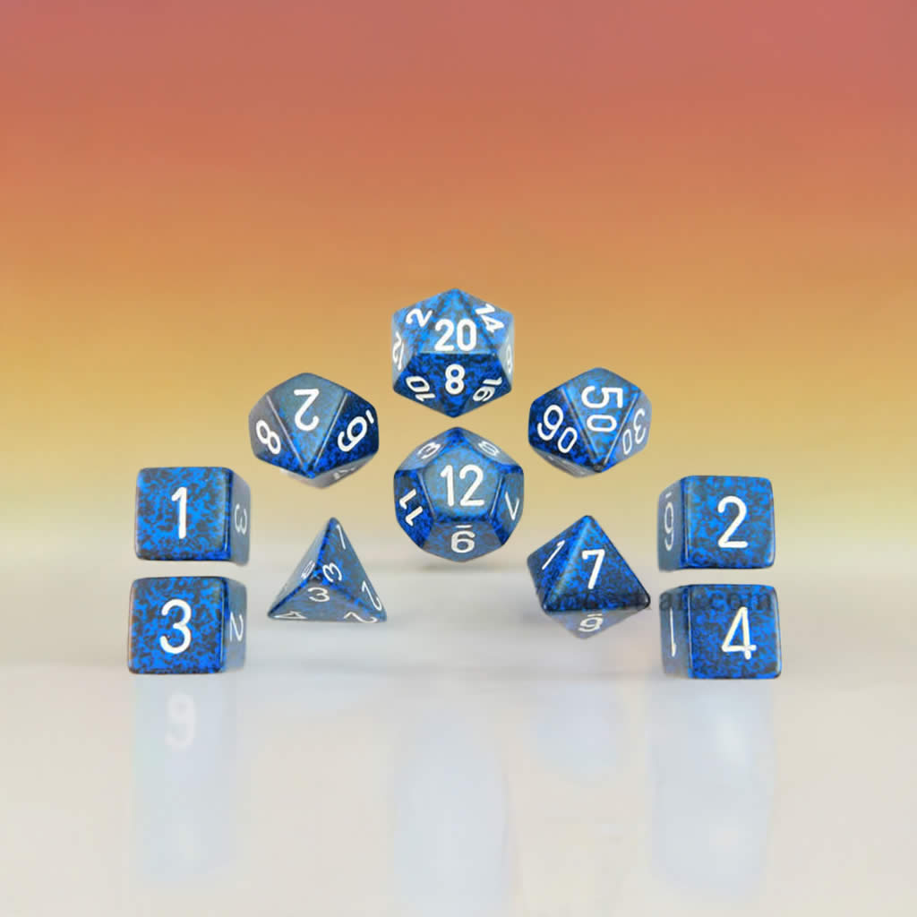 KOP09977 Stealth Elemental Dice with White Numbers 16mm (5/8in) Set of 10