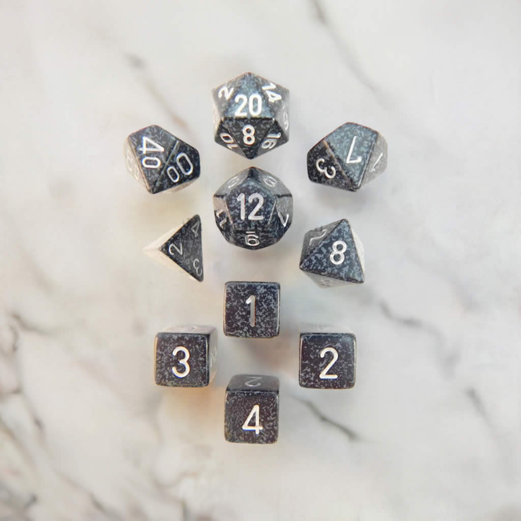 KOP09981 Ninja Elemental Dice with Silver Numbers 16mm (5/8in) Set of 10