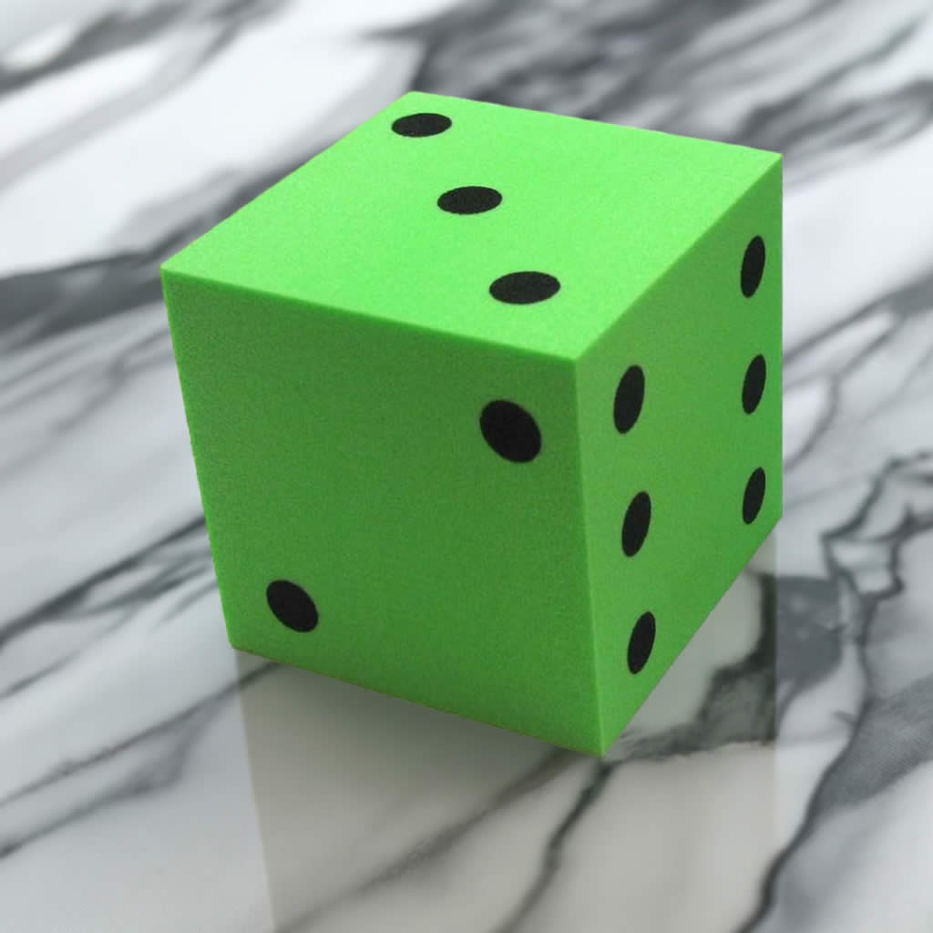 KOP10940 Green Opaque Foam Die with Black Dots D6 50mm (2in) Pack of 1 Die