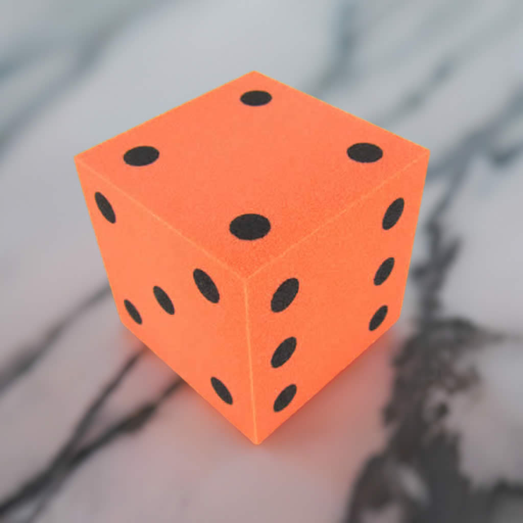 KOP10941 Orange Opaque Foam Die with Black Dots D6 50mm (2in) Pack of 1 Die