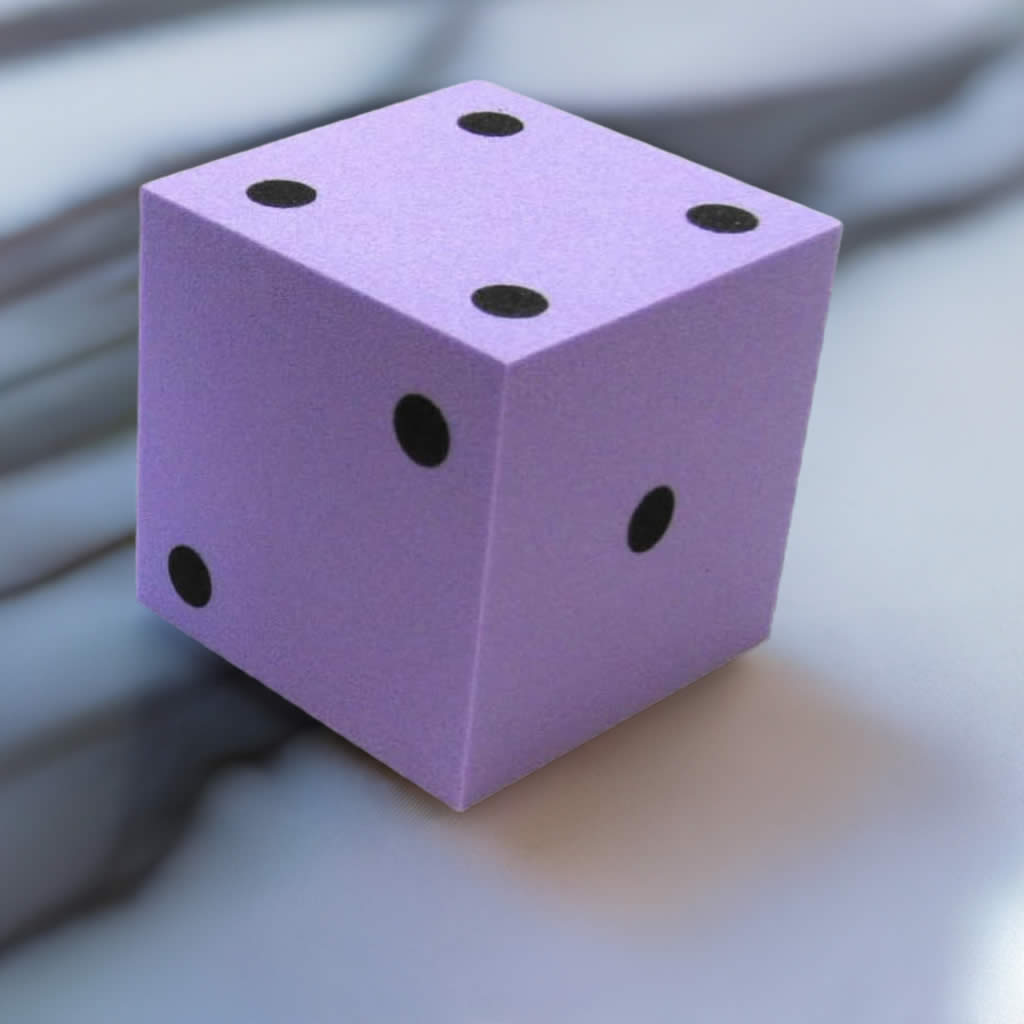 KOP10942 Purple Opaque Foam Die with Black Dots D6 50mm (2in) Pack of 1 Die