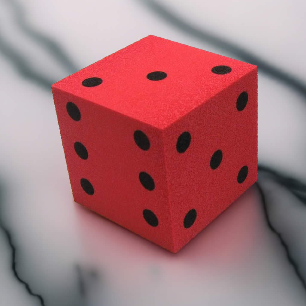 KOP10943 Red Opaque Foam Die with Black Dots D6 50mm (2in) Pack of 1 Die