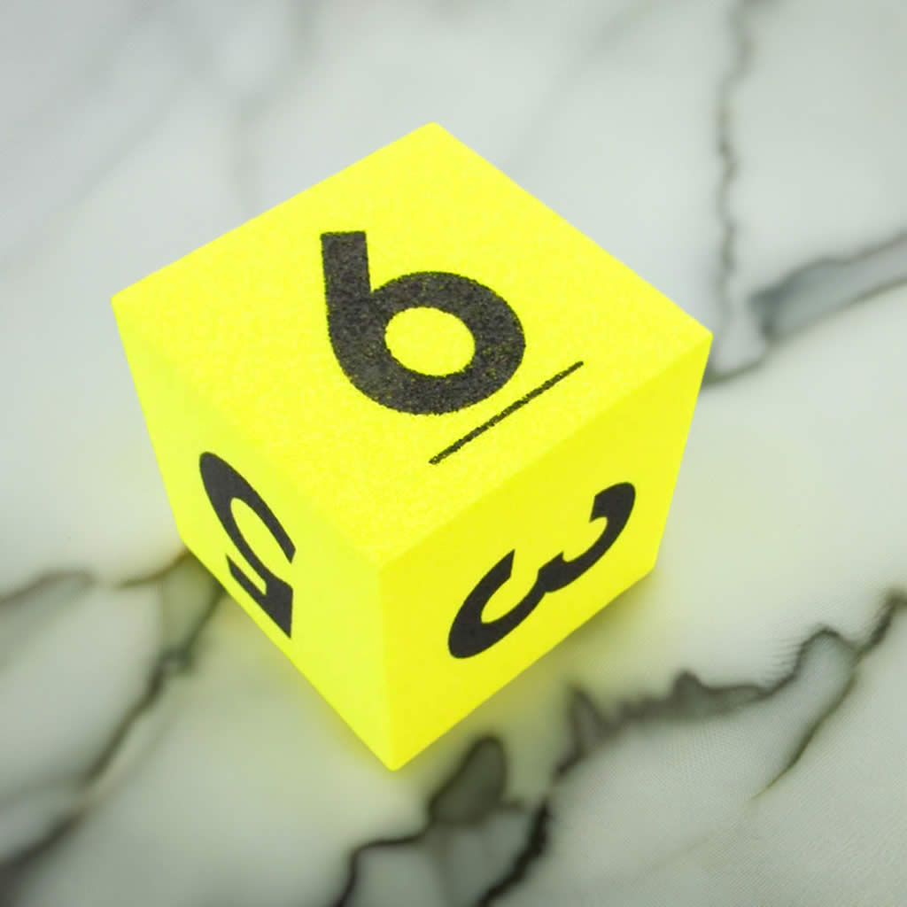 KOP10968 Yellow Opaque Foam Die Black Numbers D6 50mm Pack of 1 Die