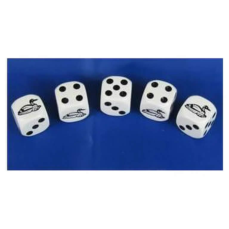 KOP12268 Loon Dice Game White Dice with Black Pips D6 16mm (5/8in)