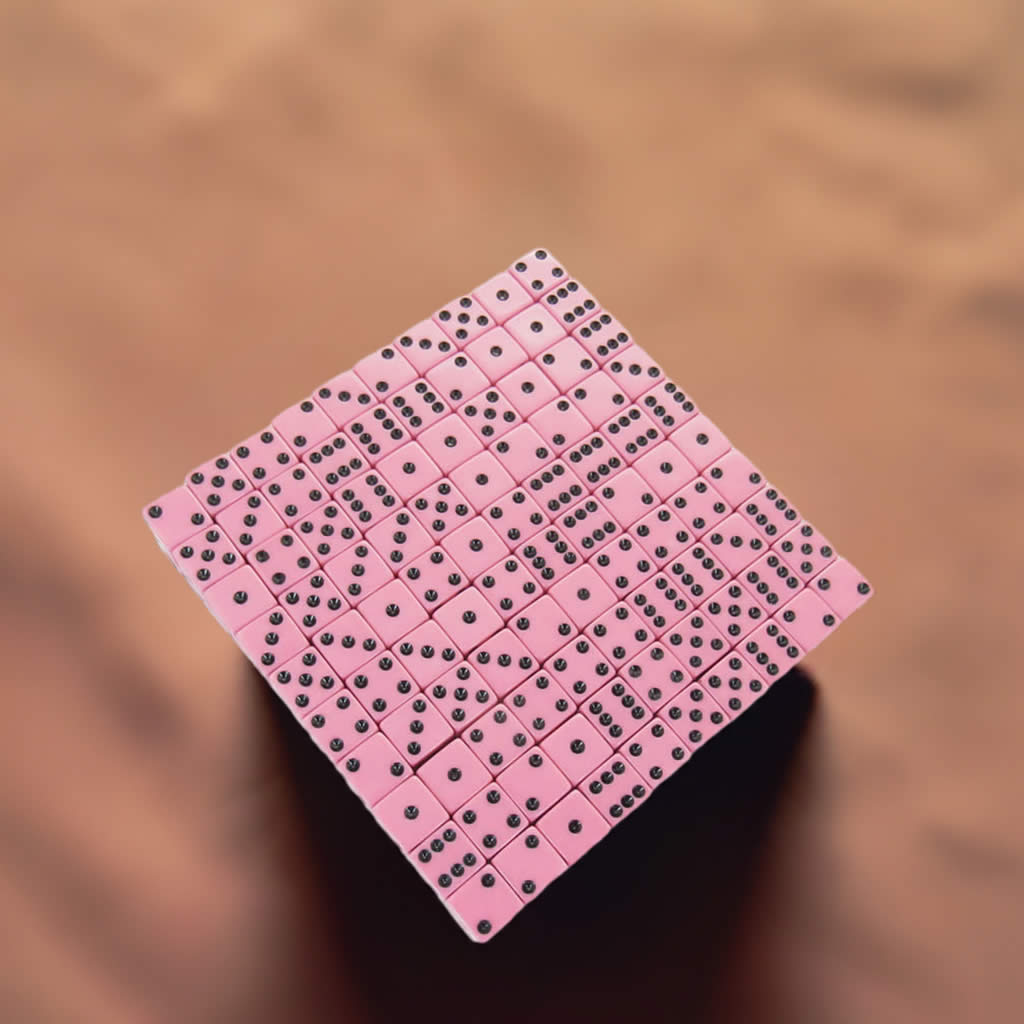KOP12634 Pink Opaque Dice Black Pips D6 16mm (5/8in) Bulk Pack of 200