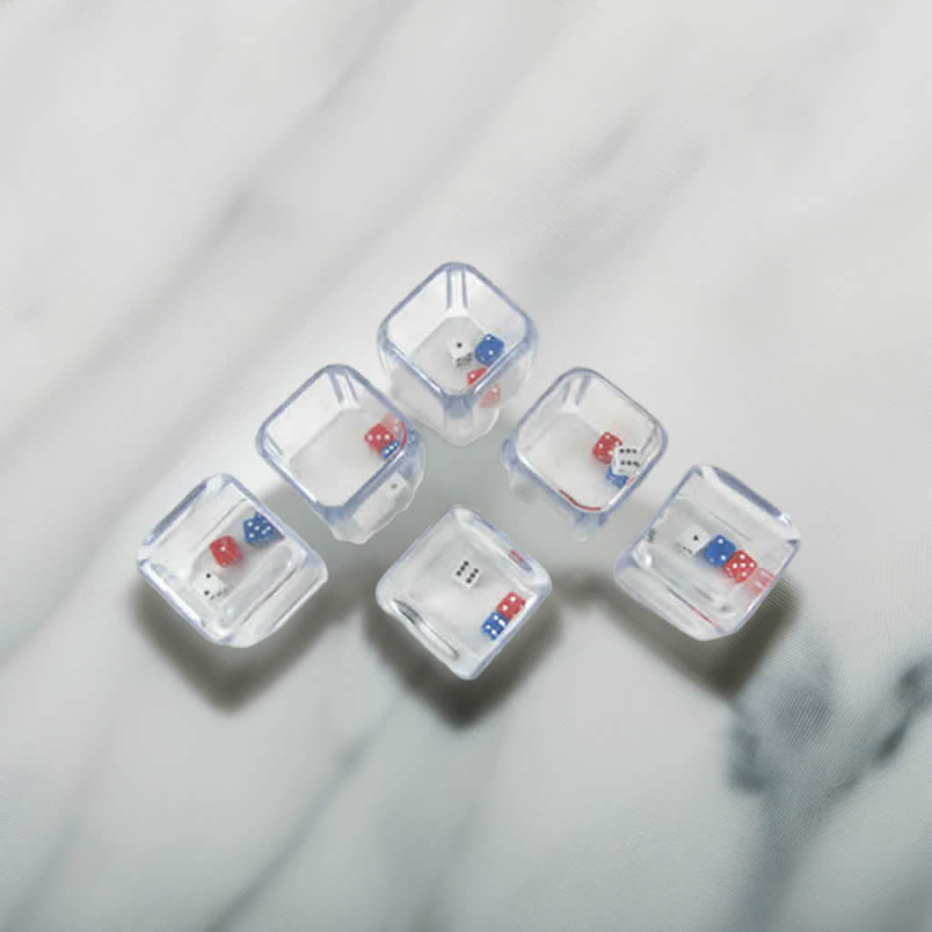 KOP12762 3 in a Cube Dice (Red-White-Blue) Clear D6 25mm (1in) Pack of 6 Dice