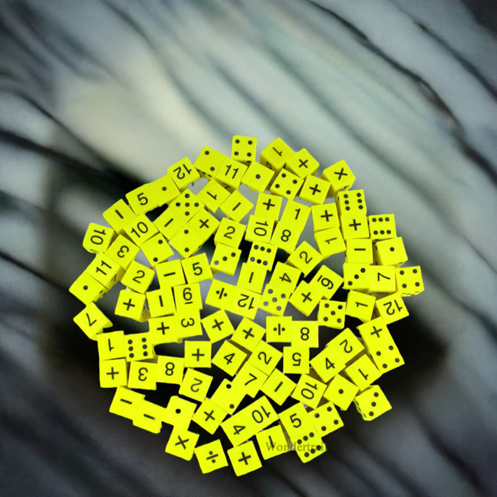 KOP14232 Assorted Math Foam Dice Yellow D6 25mm (1in) Bulk Pack of 100 Dice