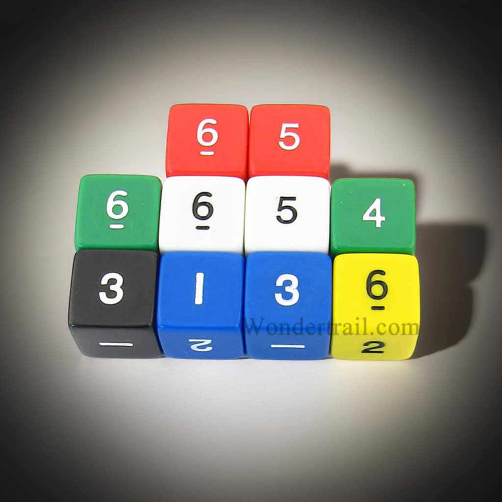 KOP14806 Assorted Opaque Dice with Numbers D6 16mm (5/8in) Pack of 10 Dice