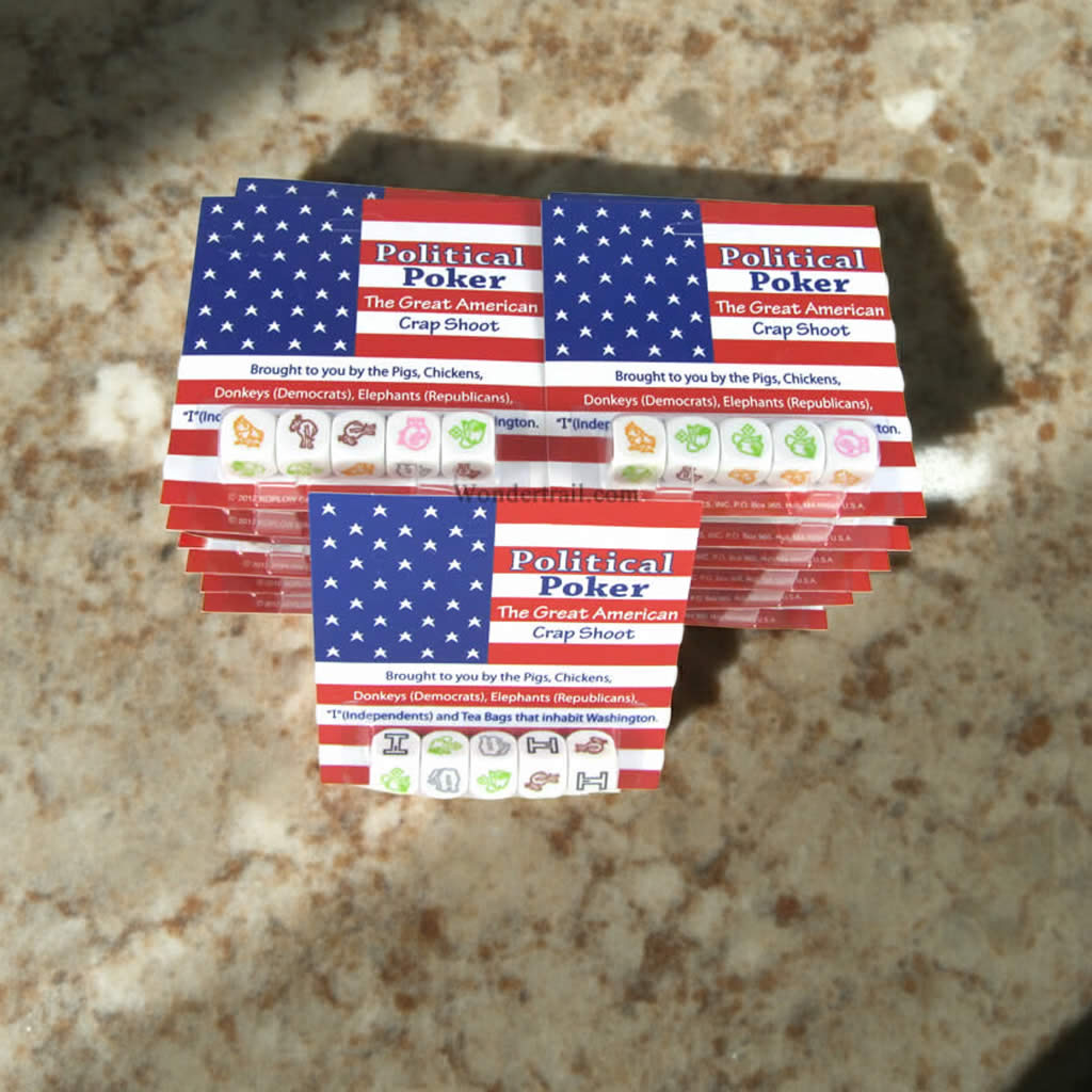 KOP18042 Political Poker Dice Game D6 16mm (5/8in) Pack of 24 Sets