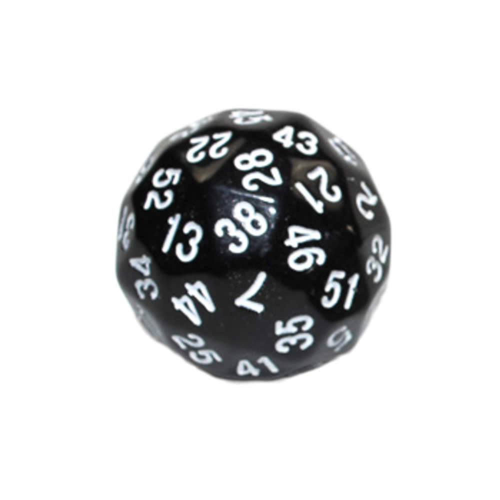 KOP18499 Black Opaque Dice with White Numbers D60 35mm (1.37in) Pack of 1