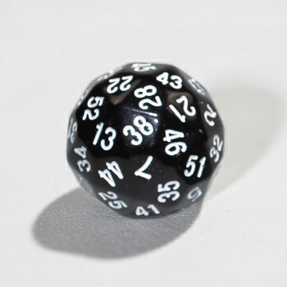 KOP18499 Black Opaque Dice with White Numbers D60 35mm (1.37in) Pack of 1