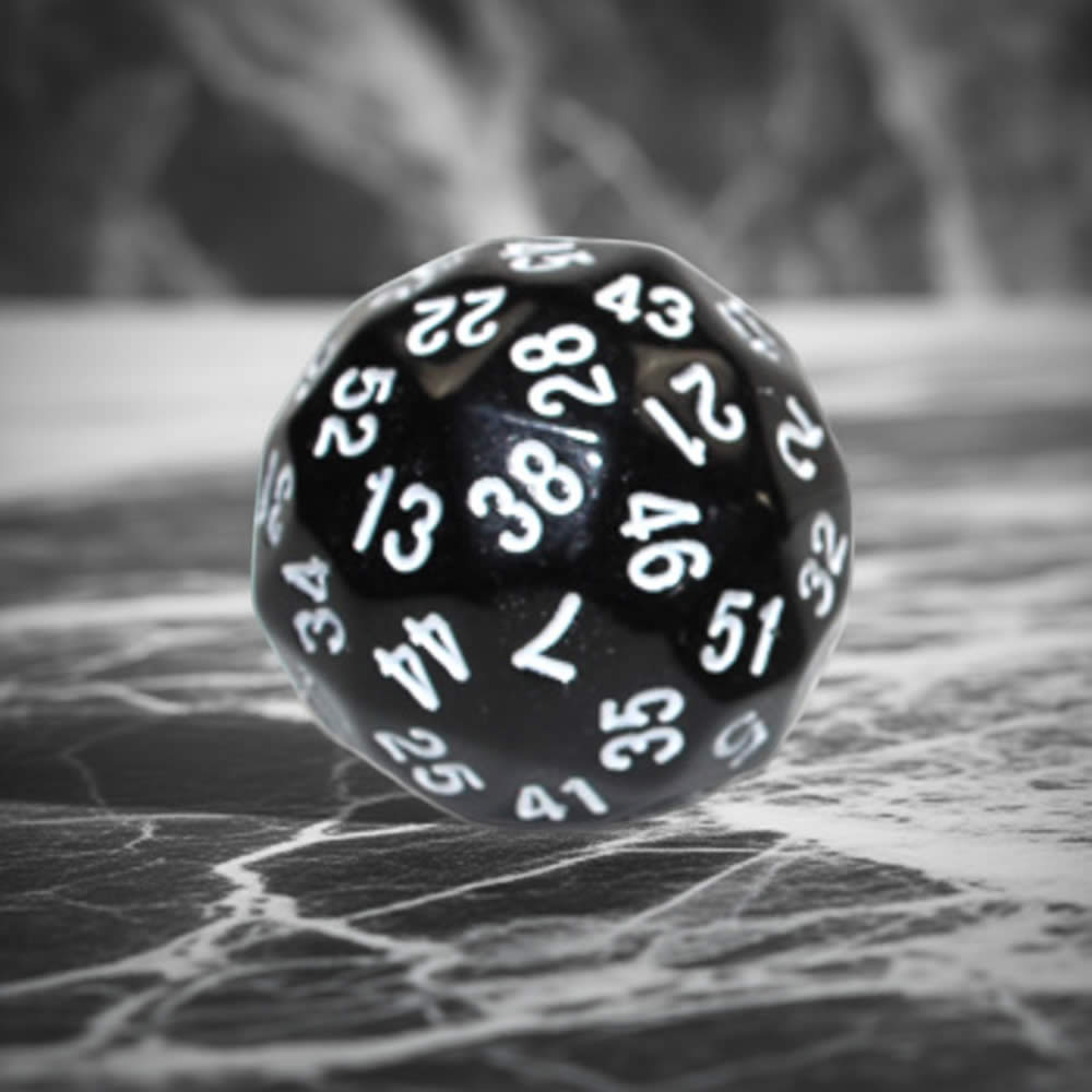 KOP18499 Black Opaque Dice with White Numbers D60 35mm (1.37in) Pack of 1