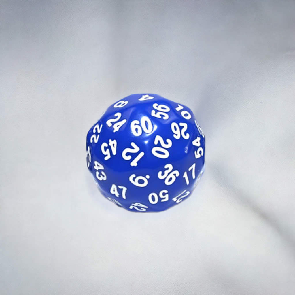 KOP18500 Blue Opaque Die with White Numbers D60 35mm (1.37in) Pack of 1