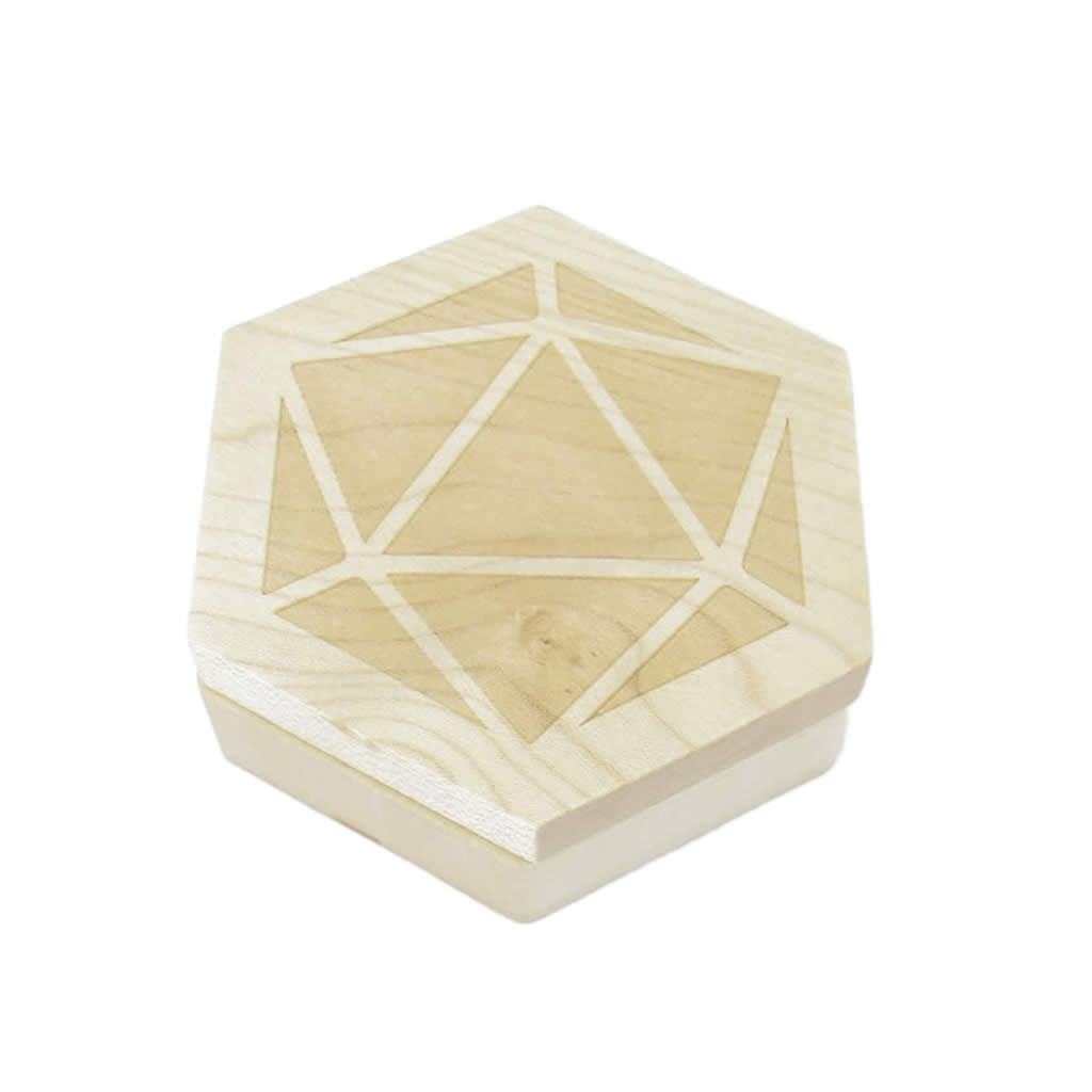 MET808 Maple Wood Hexagon Dice Case Holds 7 Dice Metallic Dice Games
