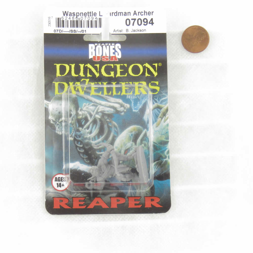 RPR07094 Waspnettle Lizardman Archer Miniature 25mm Heroic Scale Figure 3D Printed Dungeon Dwellers Reaper Miniatures