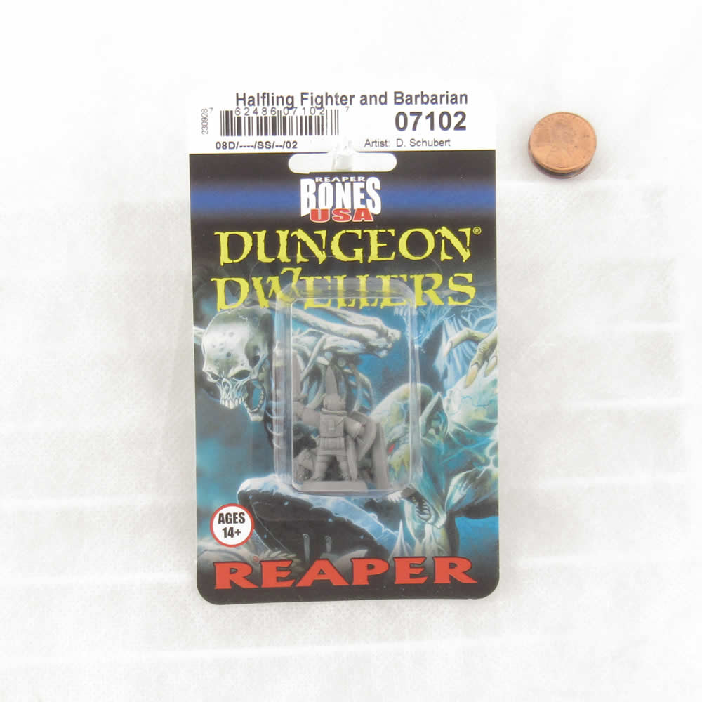 RPR07102 Halfling Fighter and Barbarian Miniature 25mm Heroic Scale Figure Dungeon Dwellers