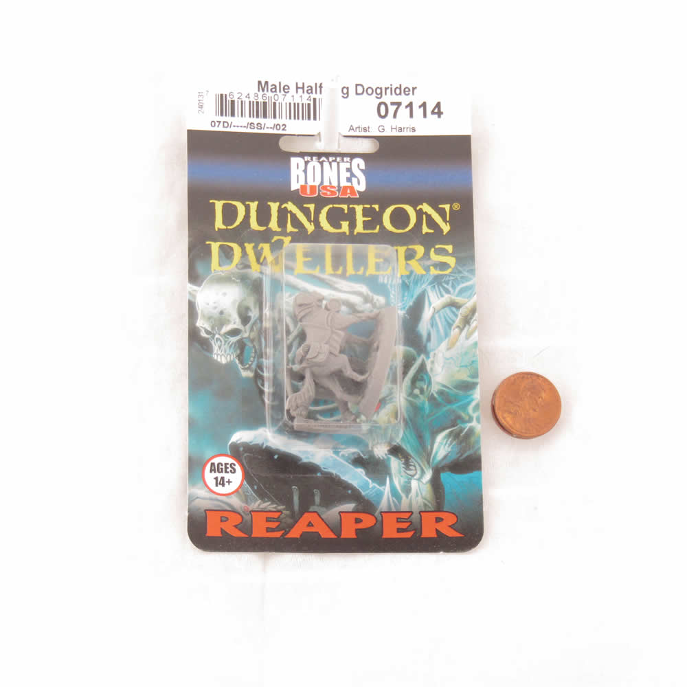 RPR07114 Male Halfling Dog Rider Miniature 25mm Heroic Scale Figure Dungeon Dwellers