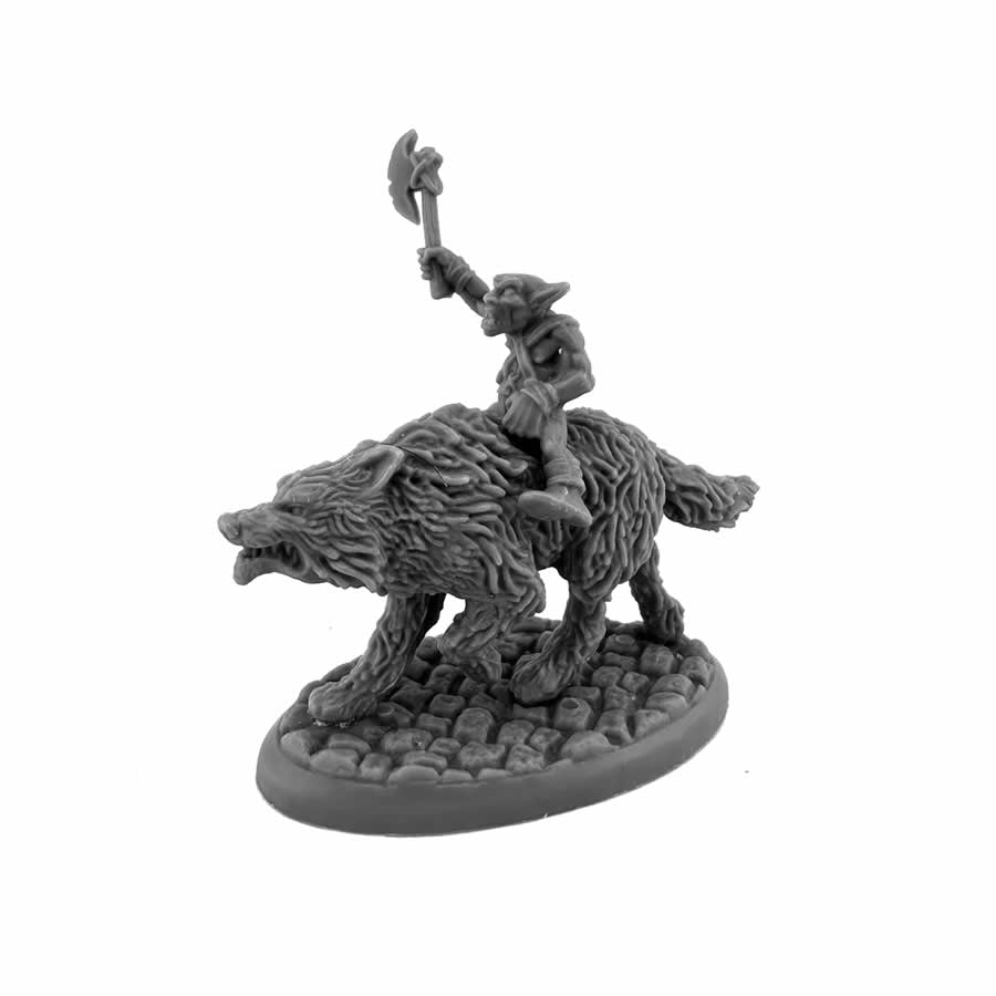 RPR20306 Goblin Wolfrider with Axe Miniature 25mm Heroic Scale Figure Bones Black