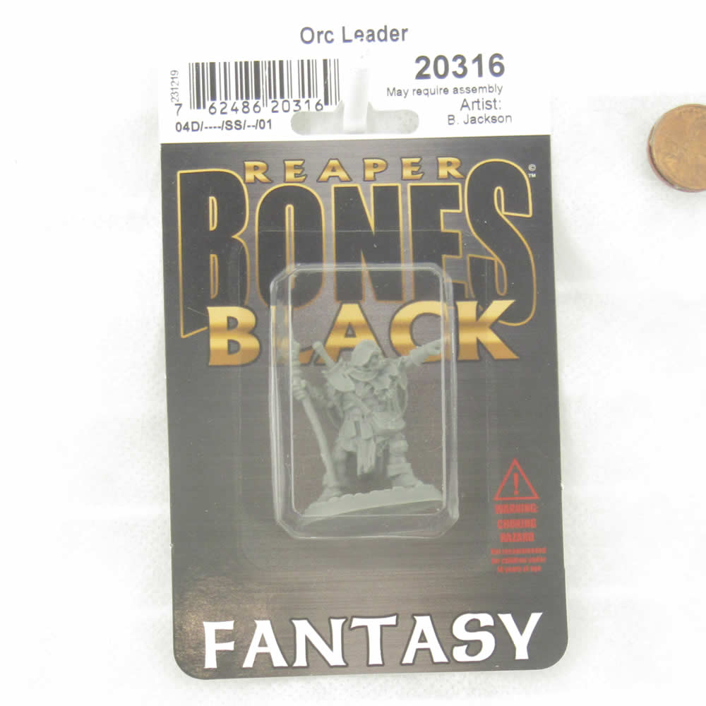 RPR20316 Orc Leader (Pointing) Miniature 25mm Heroic Scale Figure Bones Black