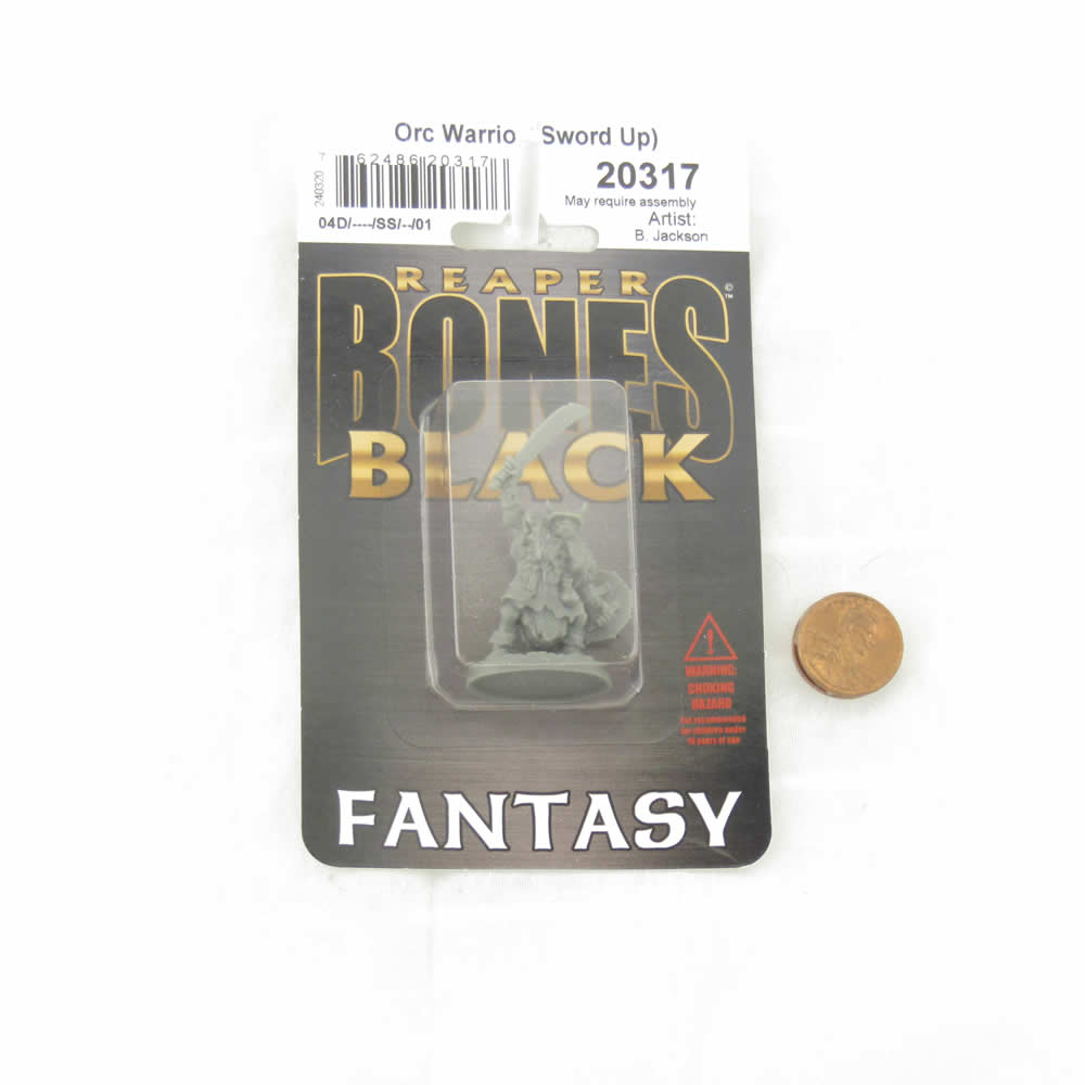 RPR20317 Orc Warrior with Sword Miniature 25mm Heroic Scale Figure Bones Black