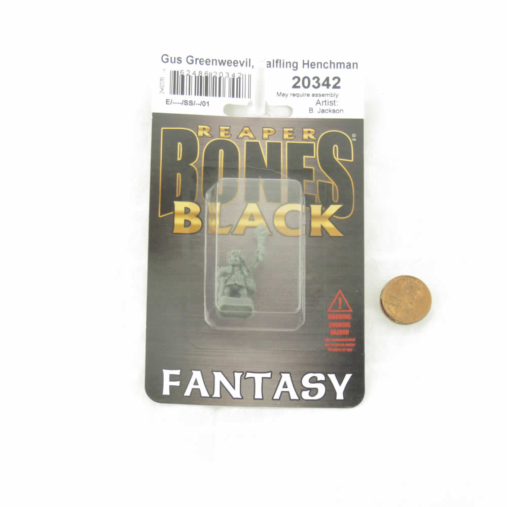 RPR20342 Gus Greenweevil Halfling Henchman Miniature 25mm Heroic Scale Figure Bones Black