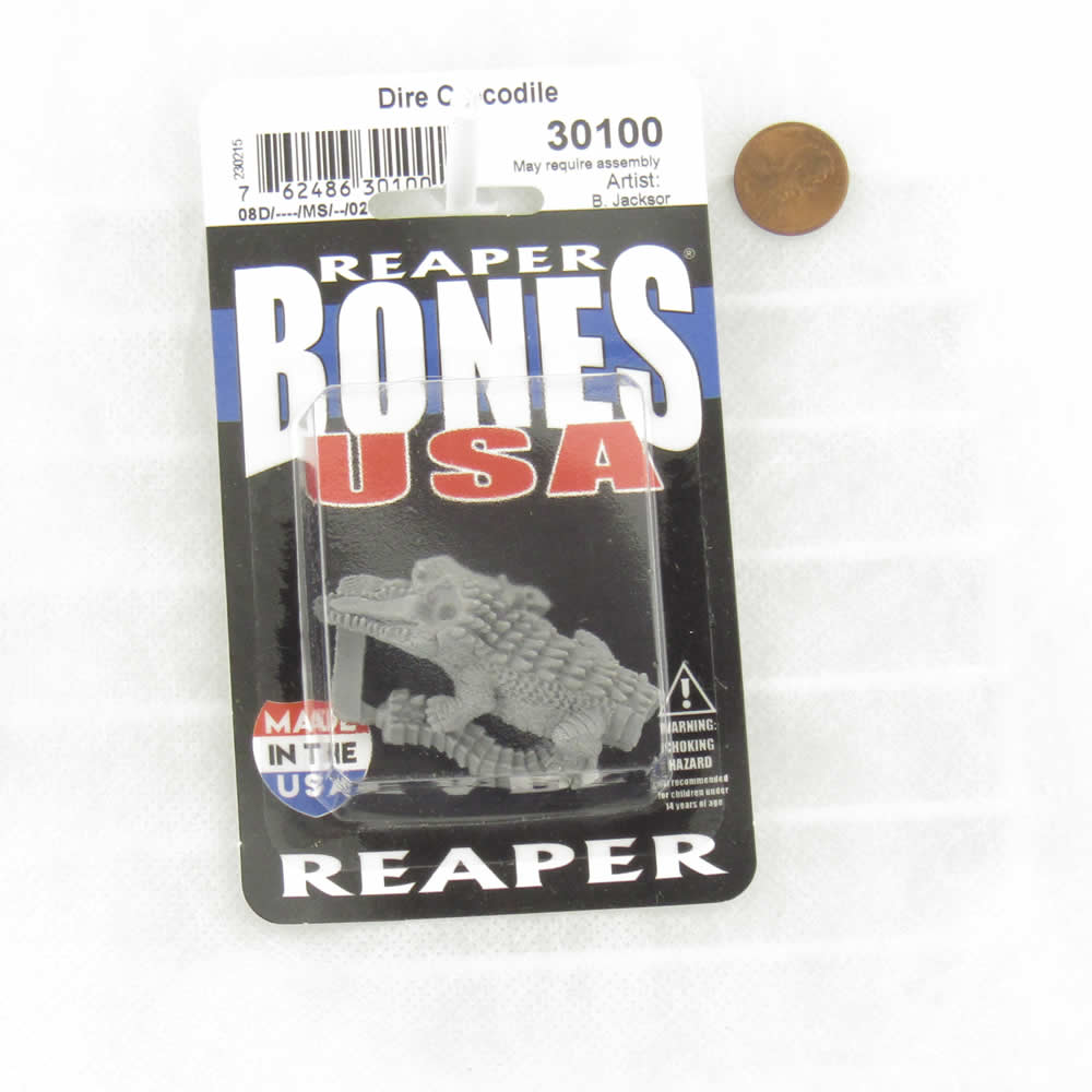 RPR30100 Dire Crocodile Miniature Figure 25mm Heroic Scale Reaper Bones USA