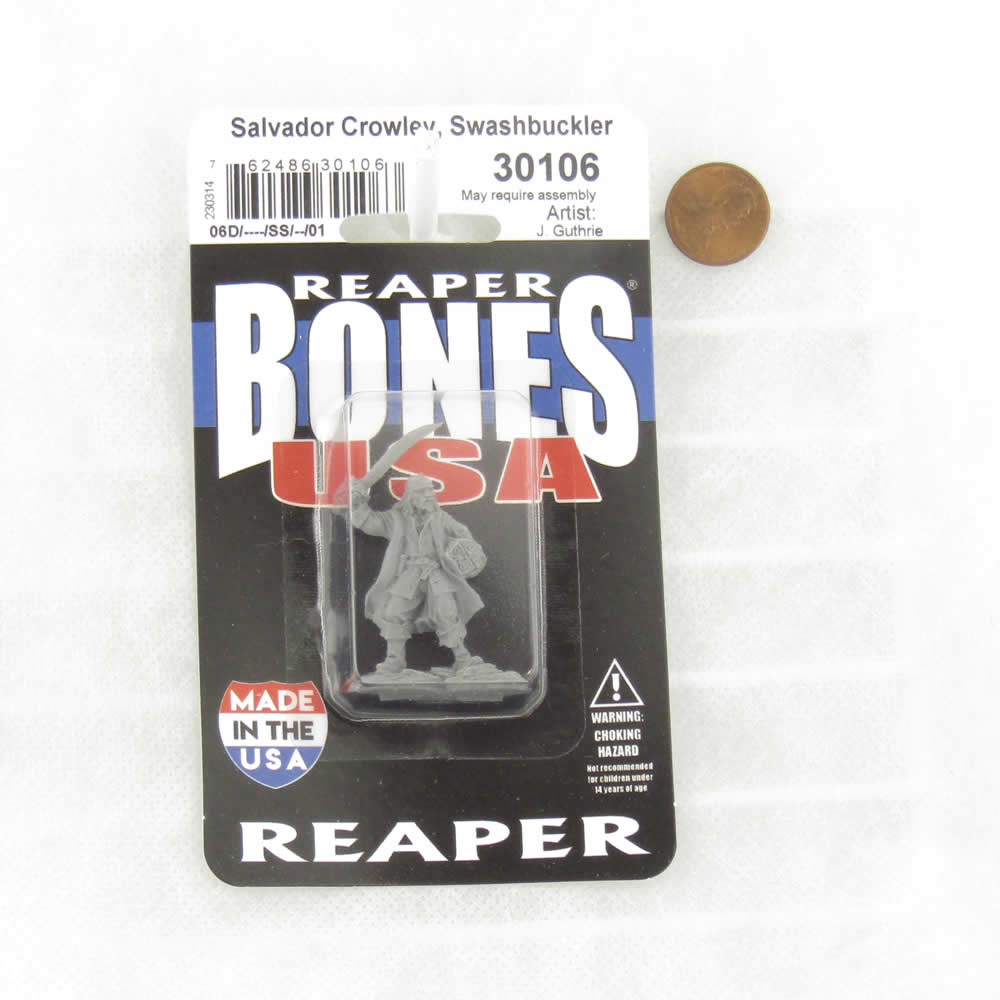 RPR30106 Salvador Crowley Swashbuckler Miniature Figure 25mm Heroic Scale Reaper Bones USA