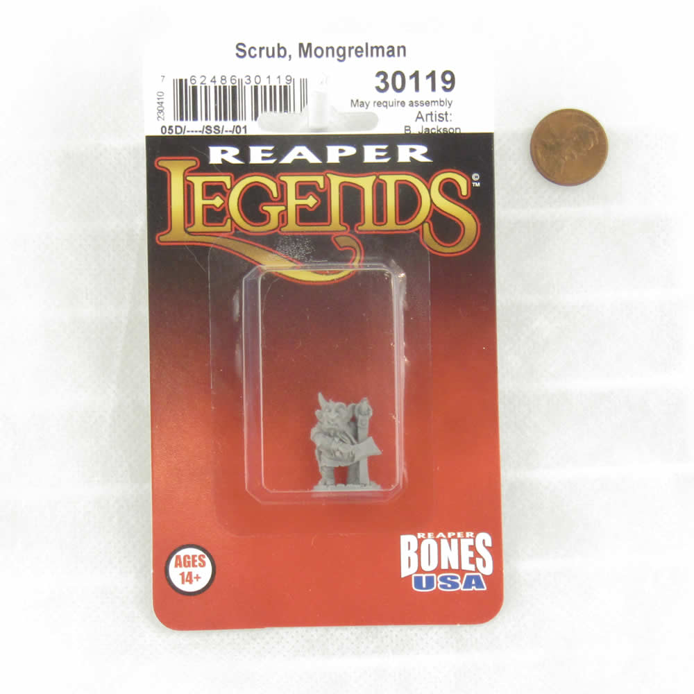 RPR30119 Scrub Mongrelman Miniature Figure 25mm Heroic Scale Reaper Bones USA