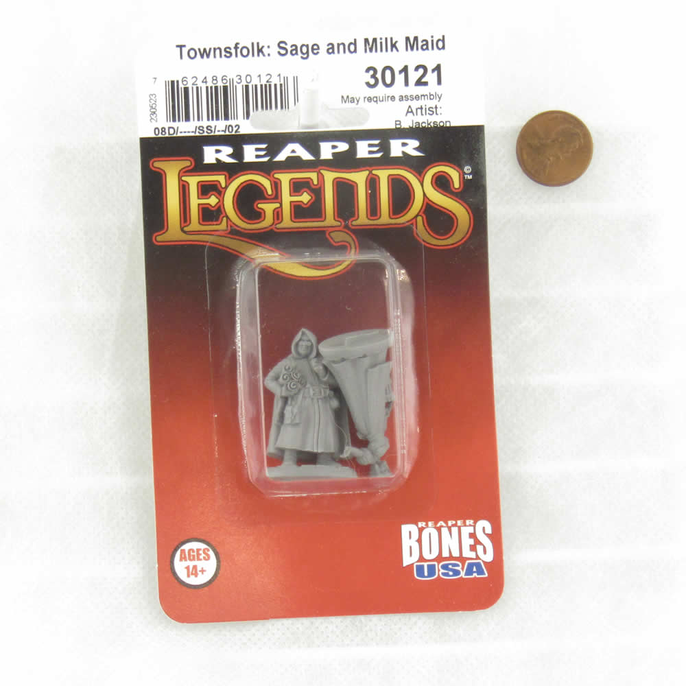 RPR30121 Townsfolk Sage and Milk Maid Miniature Figure 25mm Heroic Scale Reaper Bones USA