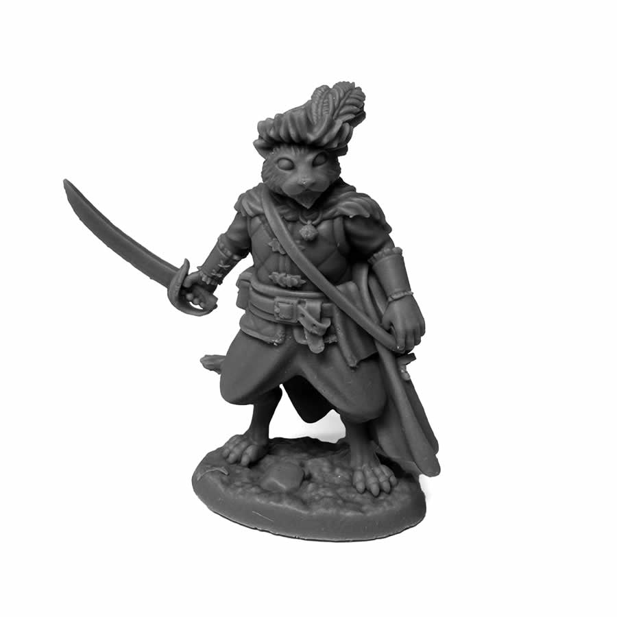 RPR30132 Gerard Catfolk Bard Miniature Figure 25mm Heroic Scale Reaper Bones USA