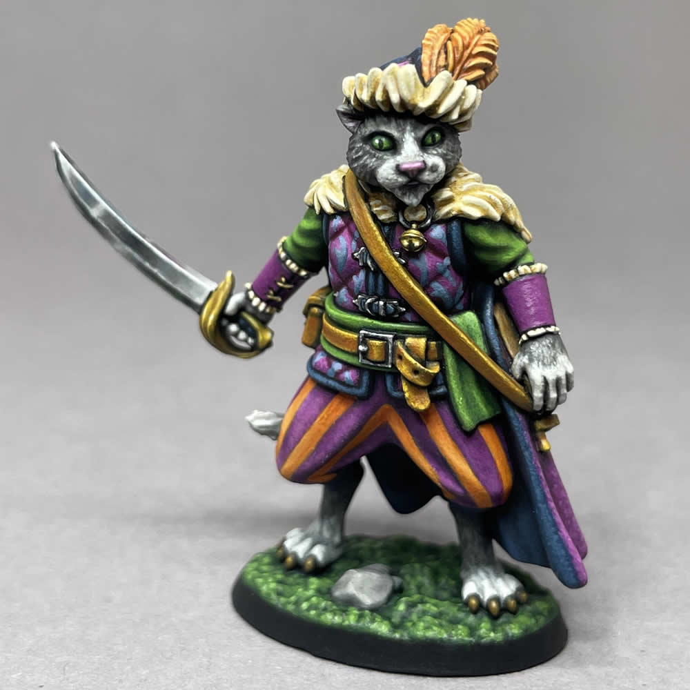 RPR30132 Gerard Catfolk Bard Miniature Figure 25mm Heroic Scale Reaper Bones USA