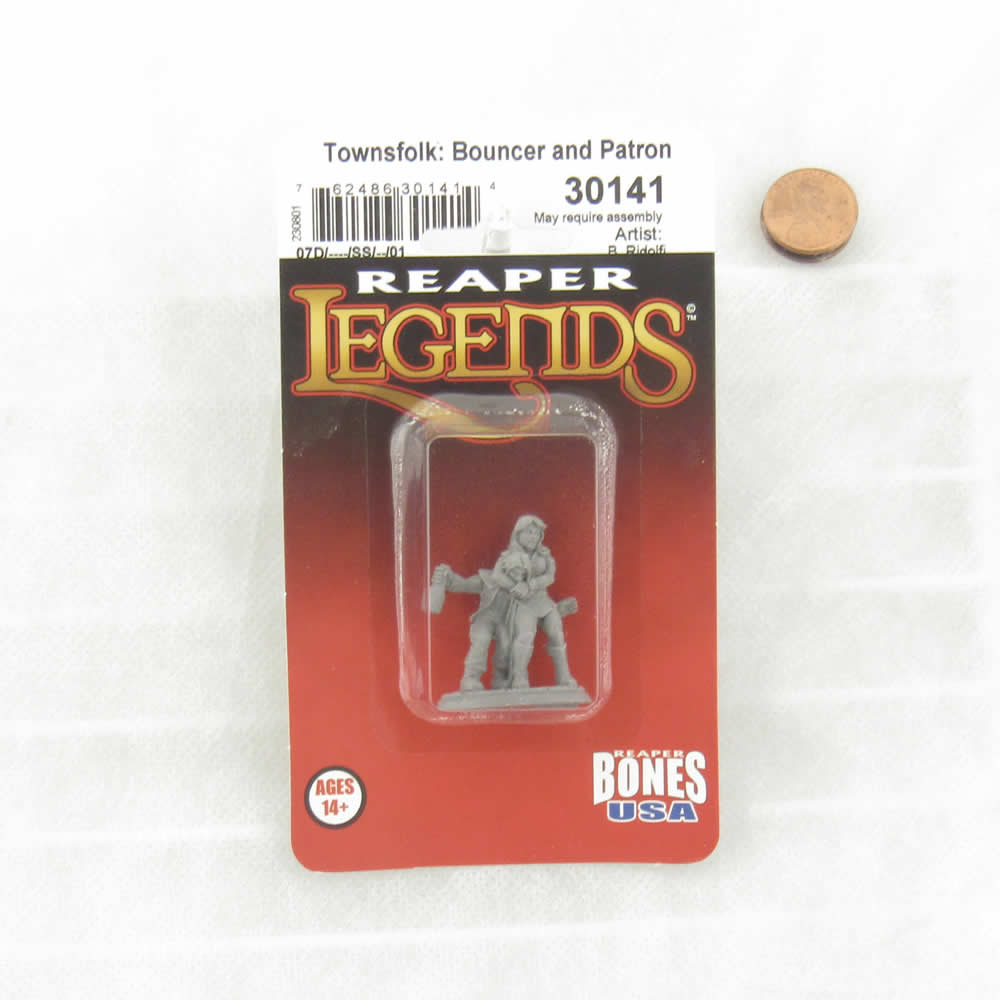 RPR30141 Townsfolk Bouncer and Rowdy Patron Miniature Figure 25mm Heroic Scale Reaper Bones USA