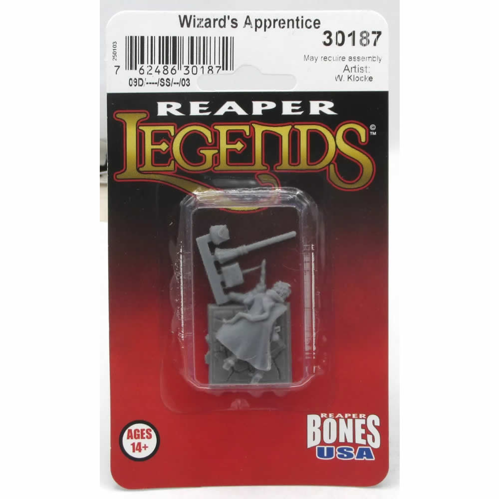 RPR30187 Wizards Apprentice Miniature Figure 25mm Heroic Scale Reaper Bones USA