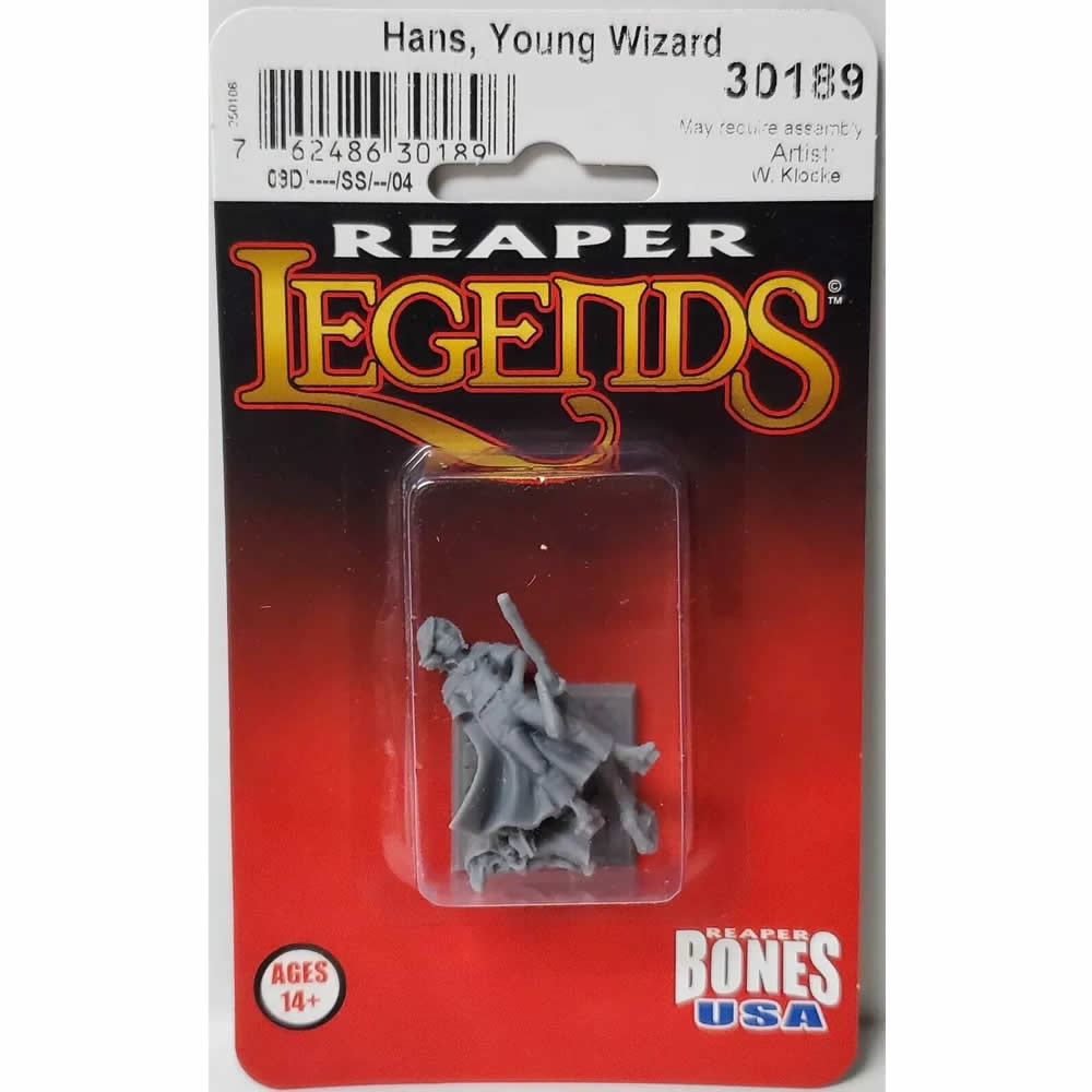 RPR30189 Young Wizard Miniature Figure 25mm Heroic Scale Reaper Bones USA
