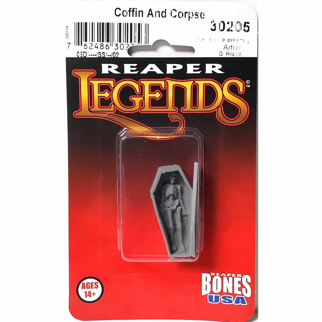 RPR30205 Coffin and Corpse Miniature Figure 25mm Heroic Scale Reaper Bones USA