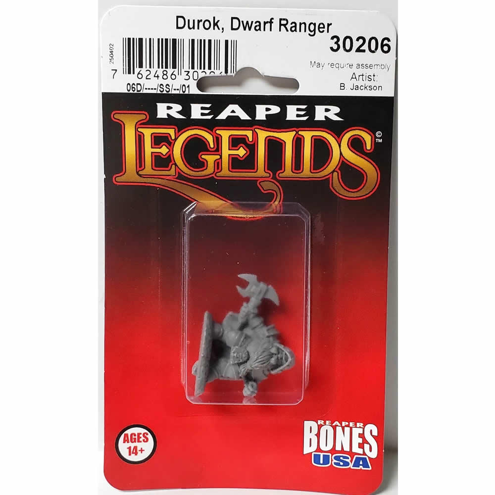 RPR30206 Durok Dwarf Ranger Miniature Figure 25mm Heroic Scale Reaper Bones USA