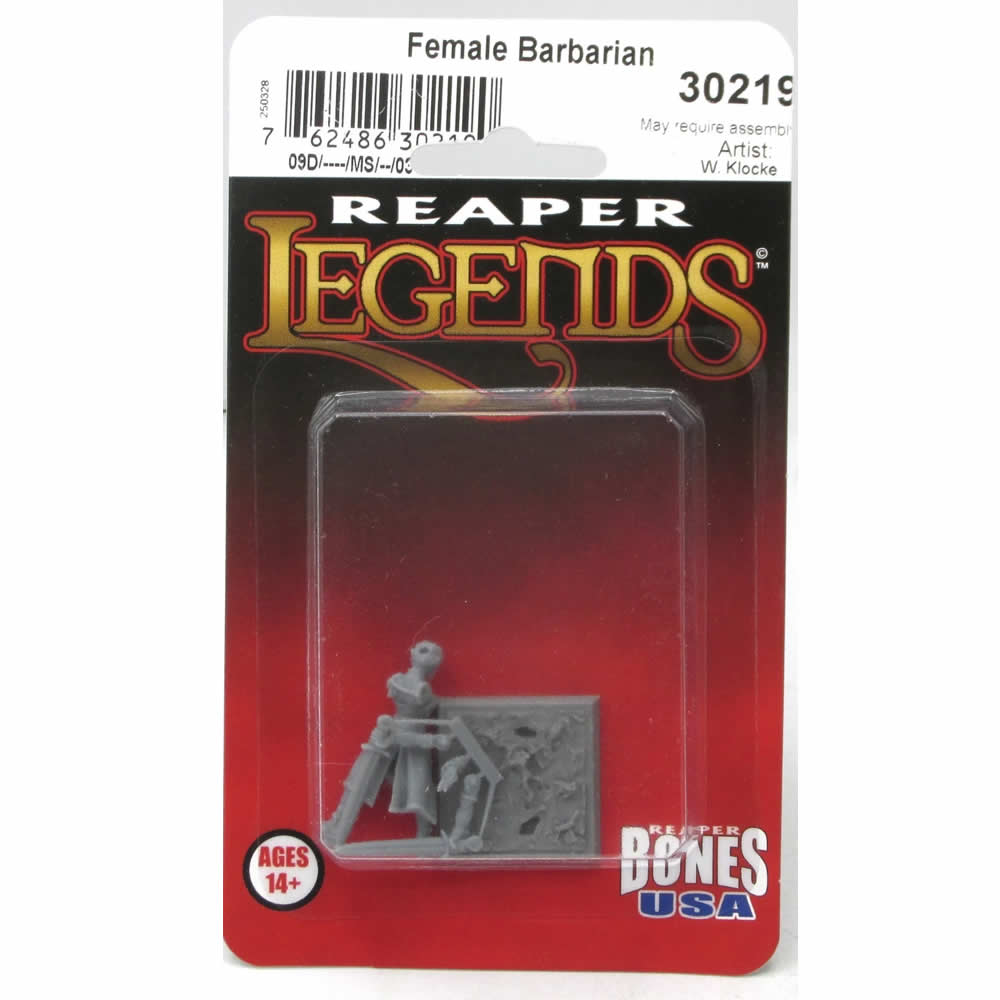 RPR30219 Female Barbarian Miniature Figure 25mm Heroic Scale Reaper Bones USA